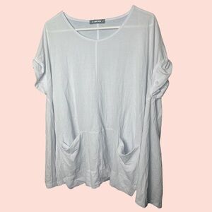 Alembika White Slouch Relaxed Fit Tunic Style Shirt Pockets Size Small